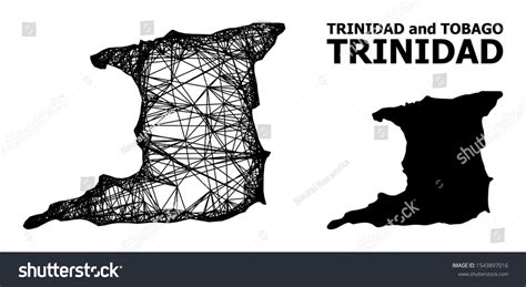 Net Vector Map Of Trinidad Island Linear Frame Royalty Free Stock Vector 1543897016