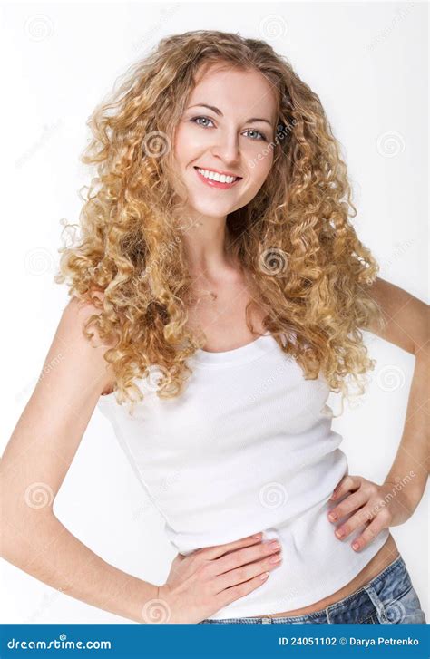 Verticale De La Belle Fille Blonde Photo Stock Image Du Main Regarder