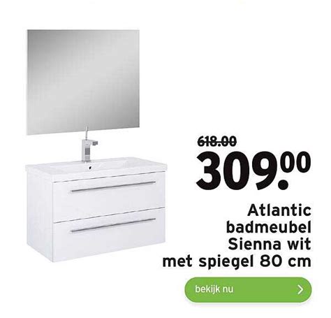 Atlantic Badmeubel Sienna Wit Met Spiegel Cm Aanbieding Bij Gamma