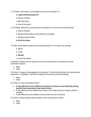 Hybrid Electric Vehicle Quiz Pdf