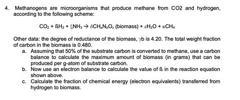 Solved Methanogens are microorganisms that produce methane | Chegg.com