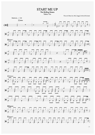 Start Me Up The Rolling Stones Drum Sheet Music