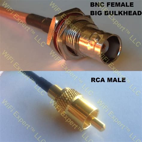 RG58 BNC FEMALE BIG BULKHEAD To RCA MALE Coaxial RF Pigtail Cable RF