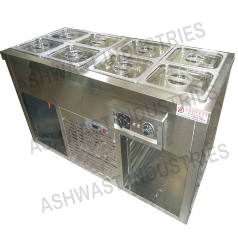 Ashwast Silver Stainless Steel Cold Bain Marie For Commercial Kitchen