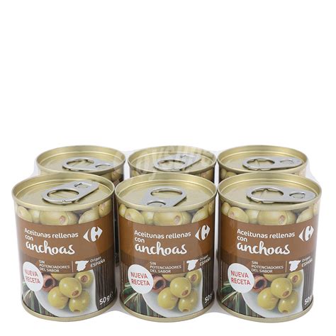 Carrefour Aceitunas Verdes Rellenas De Anchoa Nueva Receta Pack De 6