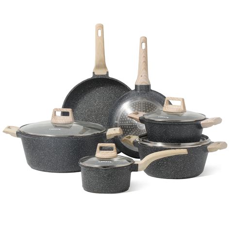 Carote 10 Pcs Nonstick Granite Stone Pots And Pans Set For Induction