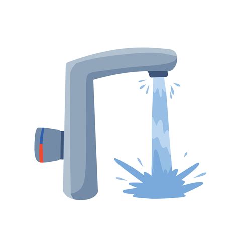 Water tap. Plumbing in kitchen and bathroom. Flat cartoon isolated on ...