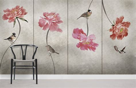 Watercolour Pink Peony Wall Mural | Ever Wallpaper UK