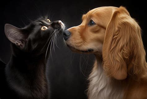 Premium AI Image | A dog and a cat are kissing