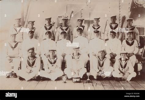 Vintage Photographic Postcard Showing The British Royal Navy Sailors Of