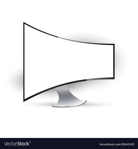 Curved screen desktop monitor side view curved Vector Image