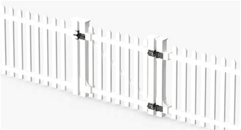 white picket fence gate 3d model