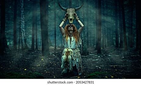 Female Shaman Ethnic Dress Doing Mysterious Stock Photo 2053427831 ...