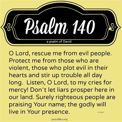 Bible: Psalm 140 - Prayables