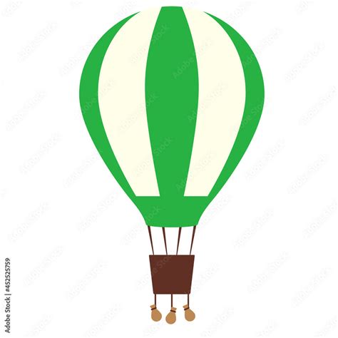 Green Hot Air Balloon With Sandbags Icon Clipart Image Isolated On White Background Stock