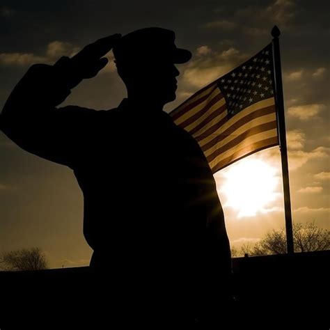 Premium Ai Image A Silhouette Of A Soldier Saluting The Flag