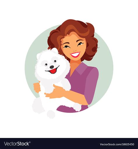 Girl With Dog Royalty Free Vector Image Vectorstock