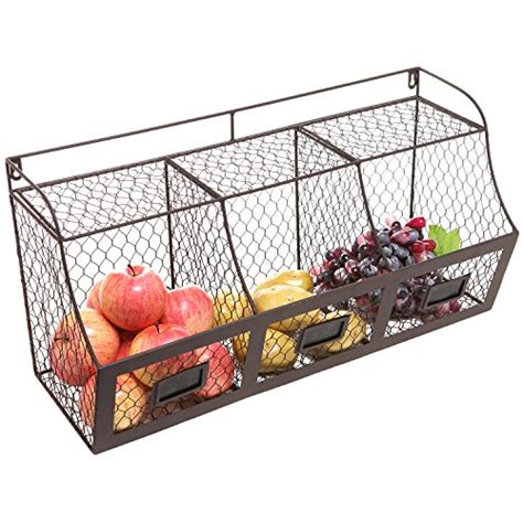 Tier Country Rustic Chicken Wire Style Metal Fruit Baskets Kitchen