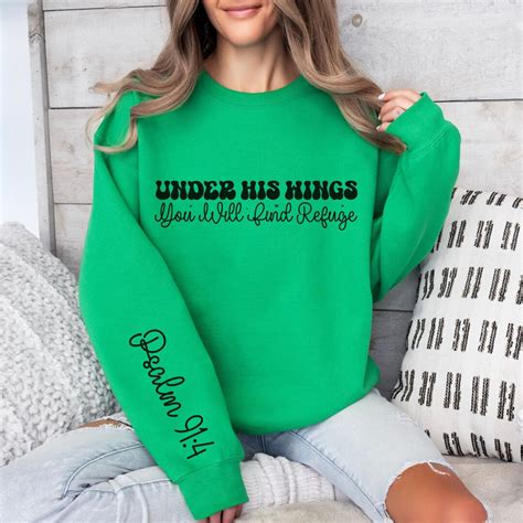 Psalms 91 Sweatshirt Christian Sweatshirt Psalms 91 Sleeve Print