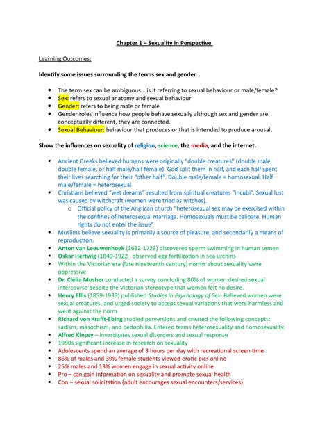 Chapter 1 Sexuality In Perspective Chapter 1 Sexuality In Perspective Learning Outcomes