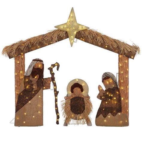 5 ft Warm White LED Nativity Scene Holiday Yard Decoration – Lamouren ...