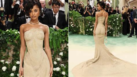 Tyla Stuns In Form Fitting Sand Dress At The Met Gala 2024 HOME