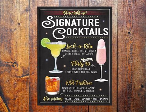 Personalized Bar Sign Chalkboard Bar Menu Custom Cocktail Etsy