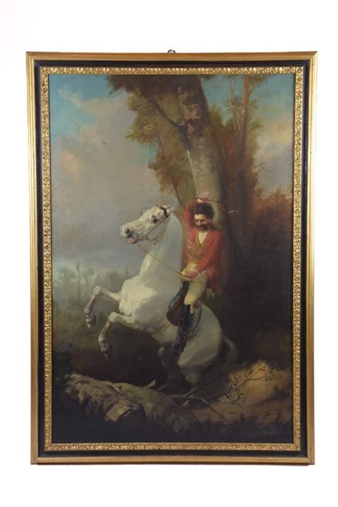 Cavaliere A Cavallo Scuola Francese Met Del Xix Secolo Olio Su