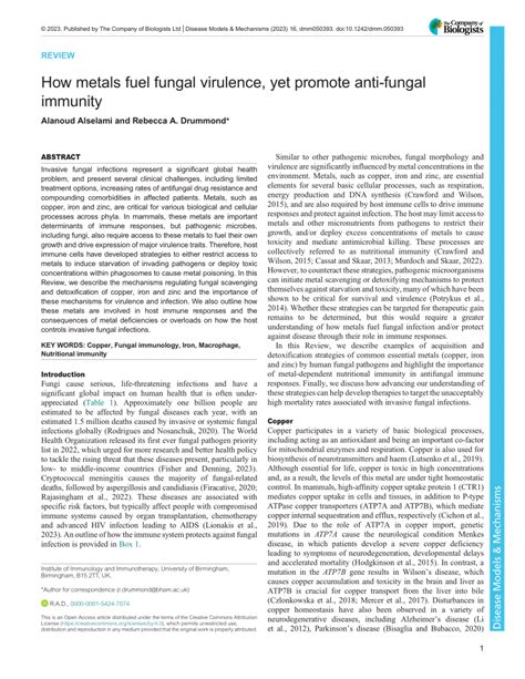 PDF How Metals Fuel Fungal Virulence Yet Promote Anti Fungal Immunity