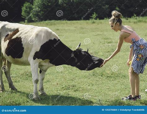 Woman Farmer Vet Dairymaid Agriculture Stock Photo Image Of