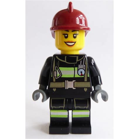 LEGO Female Firefighter Mit Dark Rot Helm Minifigur Brick Owl LEGO