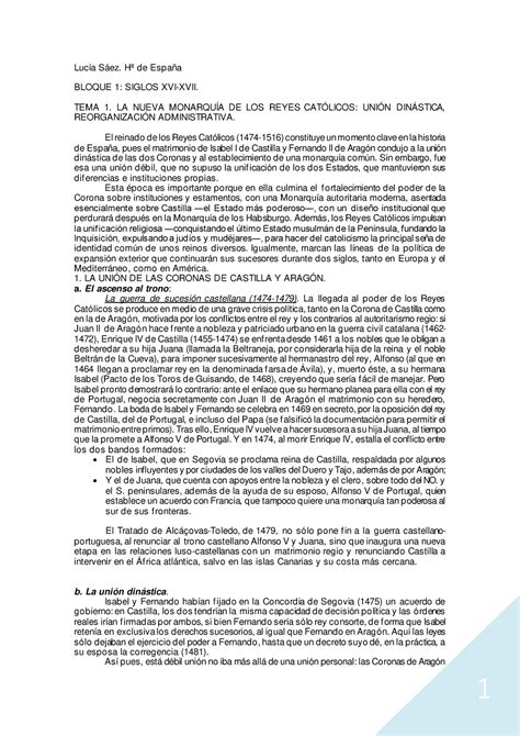 La nueva monarquía de los RR 1 Lucía Sáez Hª de España BLOQUE 1