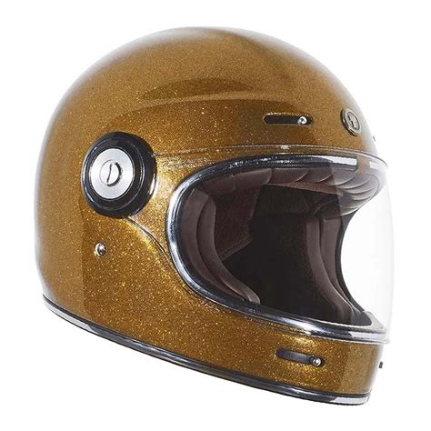 T-1 – Mega Flake Gold Retro Full Face Motorcycle Helmet - Iron Horse ...