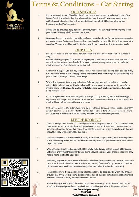 Terms And Conditions The Cat Whisperer Sg