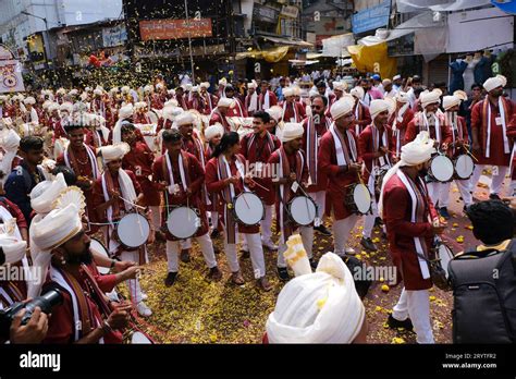 Pune India September 29 2023 Ganesh Immersion Procession Dhol