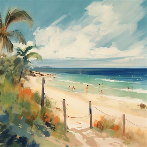 Beach Scenes Painting Images - Free Download on Freepik