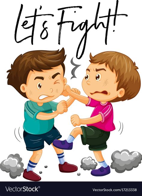 Phrase lets fight with two angry boys fighting Vector Image