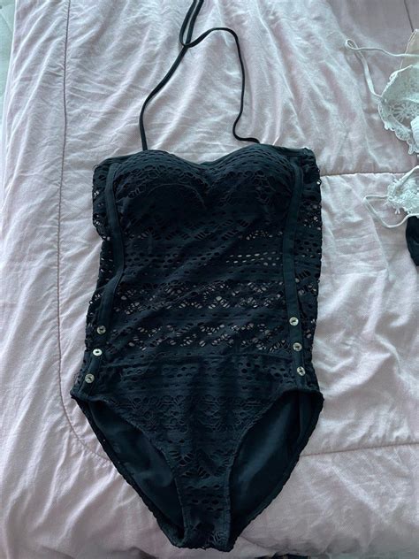 Women S Black One Piece Crochet Swimsuit Swimwear Women S Fashion Swimwear Bikinis