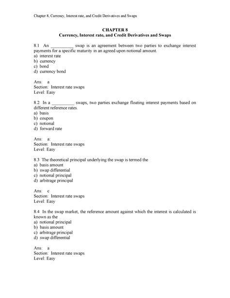 Ch08 Practice Questions CHAPTER 8 Currency Interest Rate And