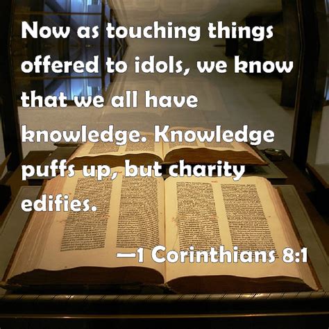 1 Corinthians 8:1 Now as touching things offered to idols, we know that we all have knowledge ...