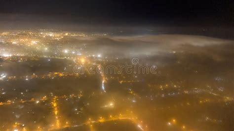 Center City Covered in Fog during the Night. Moody Atmosphere Stock ...