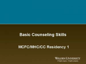 Introduction To Basic Counseling Skills 1 Training Objectives