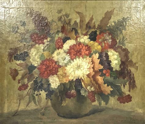 Lot - Vintage Oil On Canvas Painting, Vase With Flowers