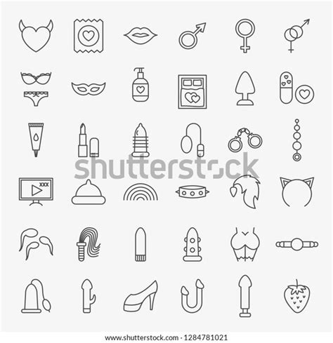 Sex Shop Line Icons Set Vector Stock Vector Royalty Free 1284781021