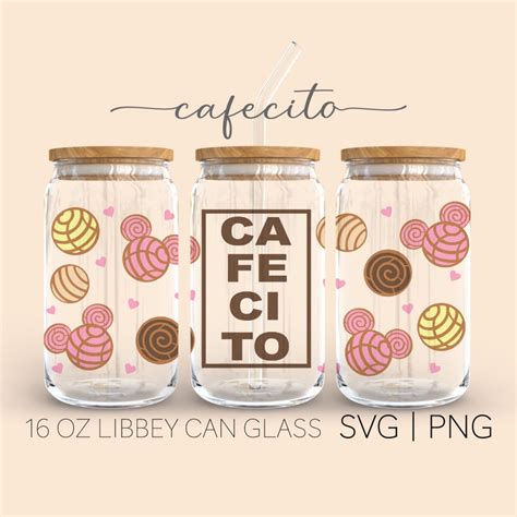 Cafecito Y Chisme 16oz Glass Can Cutfile Mexican Conchas Etsy