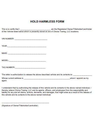 Hold Harmless Form 10 Examples Format How To Create PDF