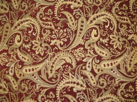 Crimson Paisley Chenille Upholstery Drapery Fabric By The Yard Etsy