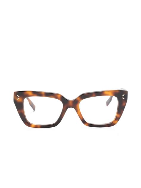 Mcq Square Frame Tortoiseshell Effect Glasses Farfetch