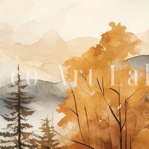 Autumn Watercolor Forest Landscape Printable. Printable Wall - Etsy