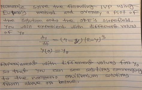 Solved Numarie Solve The Following Ivp Using Eupen S Method Chegg